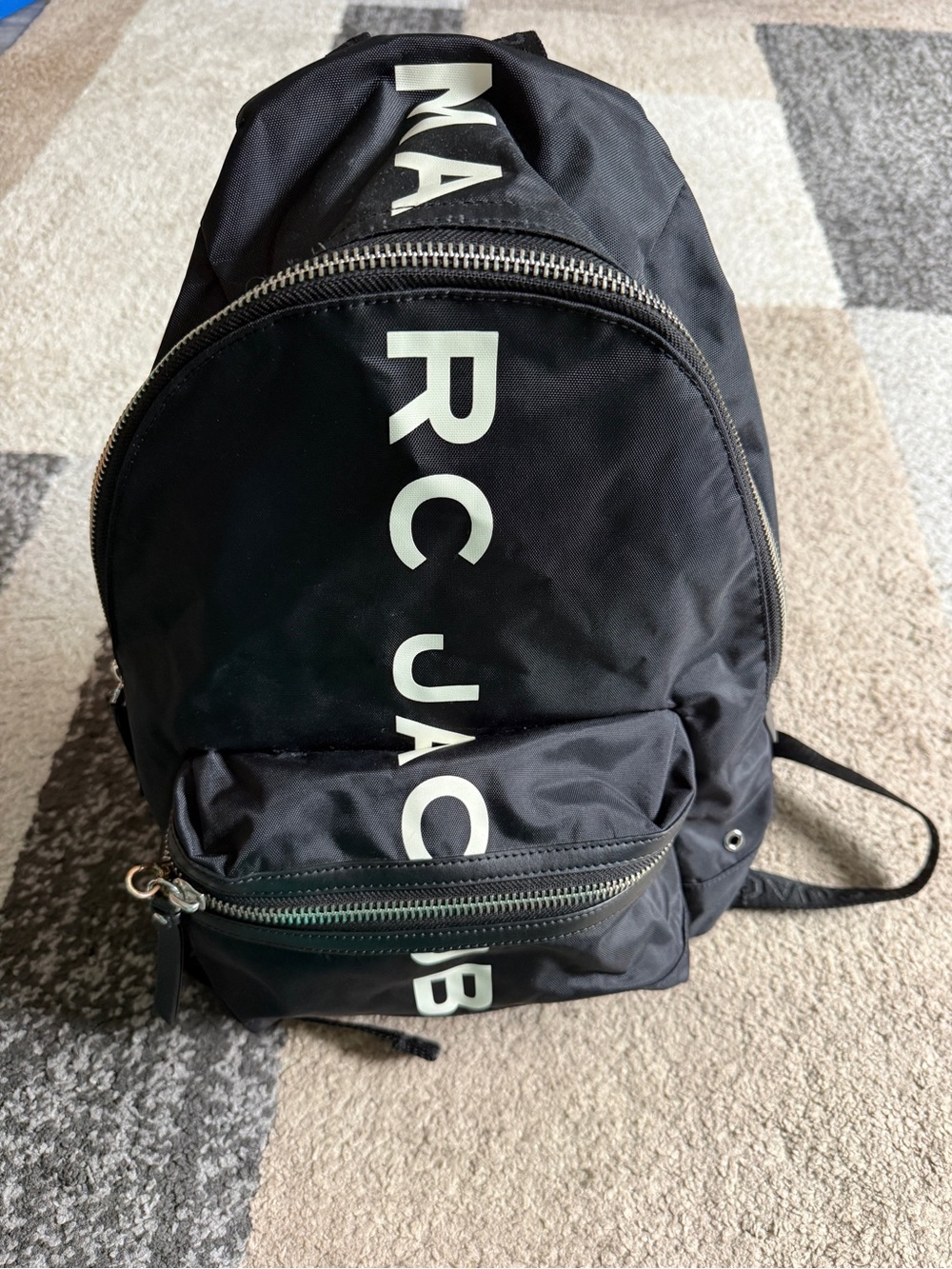 Marc Jacobs Black Suspira Nylon white Logo-Font Backpack